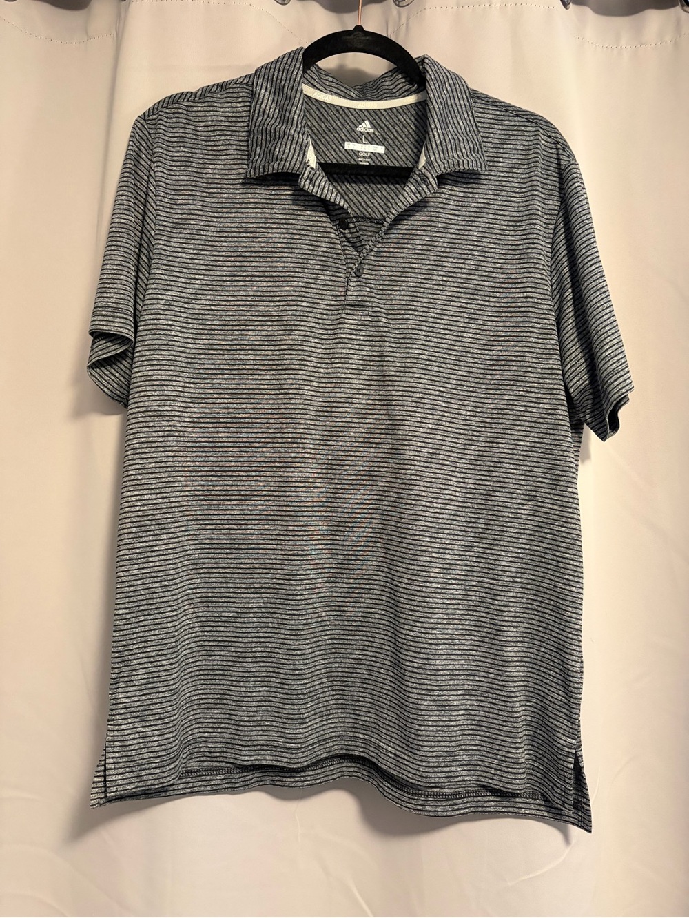 adidas Men’s Gray Striped Polo Shirt